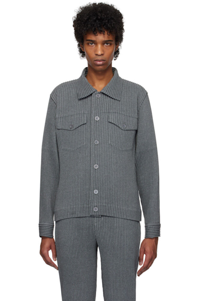 

Серая шерстяная легкая куртка HOMME PLISSÉ ISSEY MIYAKE