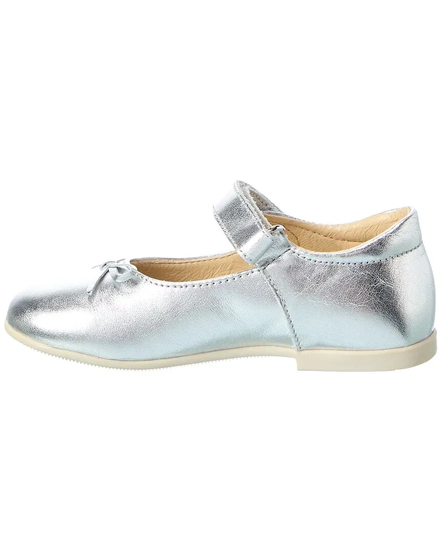 Детские балетки из кожи с бантом Naturino Leather Ballet Flat, Silver — фото 2