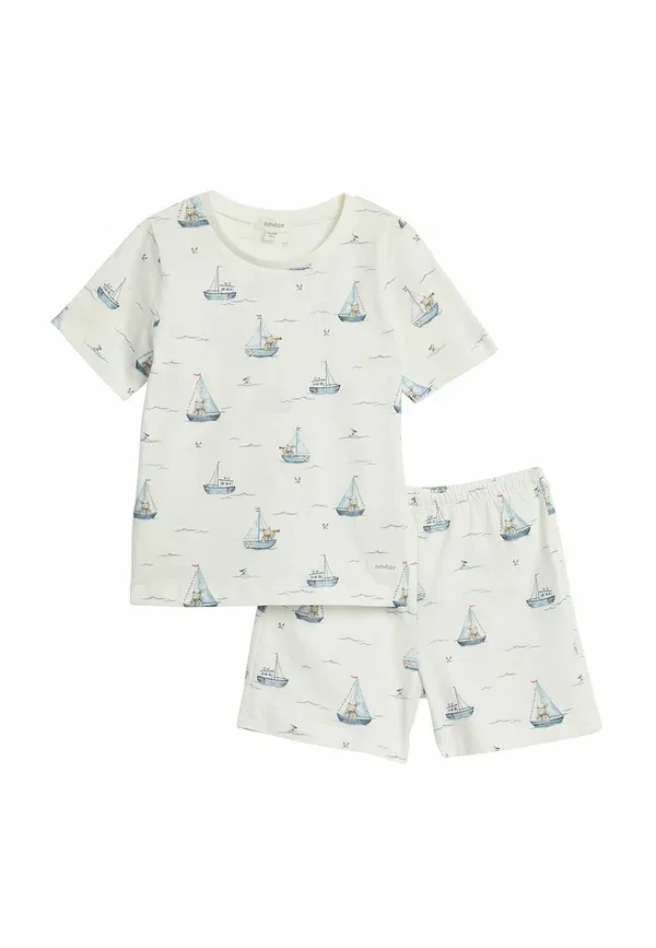 Пижамный набор с принтом парусника Sailing boat-themed pyjama unisex set Newbie off-white, белый — фото 4