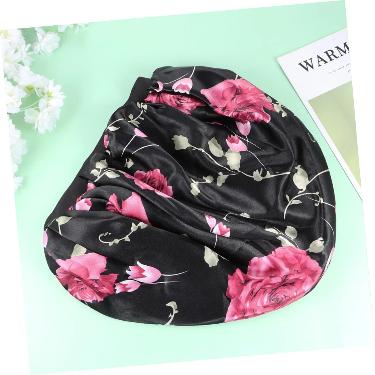 Шапочка для душа Satin Flower Printed, FRCOLOR, 3 шт, 32x29 см, Black — фото 3