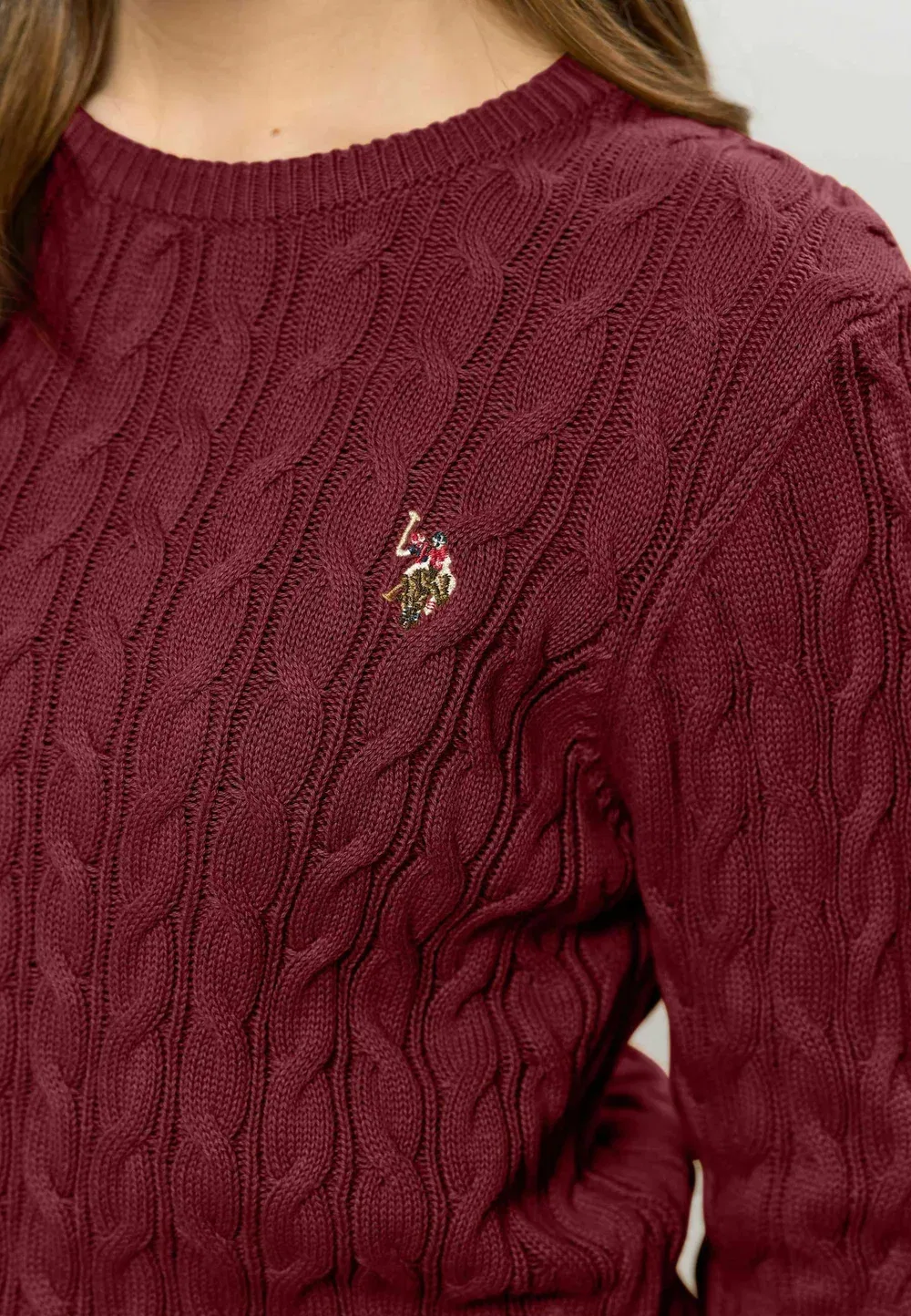 Свитер Мадлен Кейбл U.S. Polo Assn., Tawny Port — фото 4