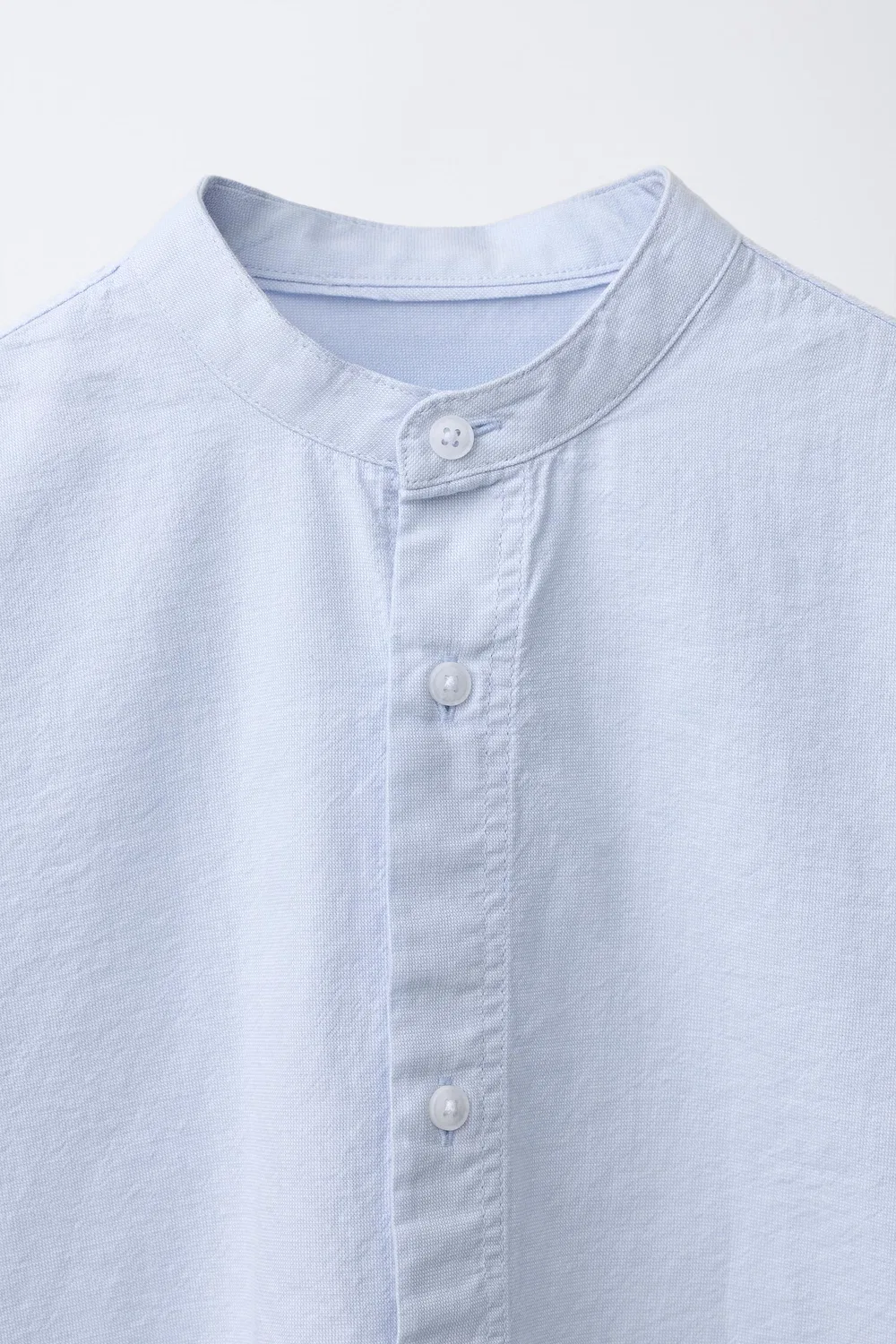 Рубашка со стоячим воротником из 100% хлопка. ZARA, Sky blue — фото 3