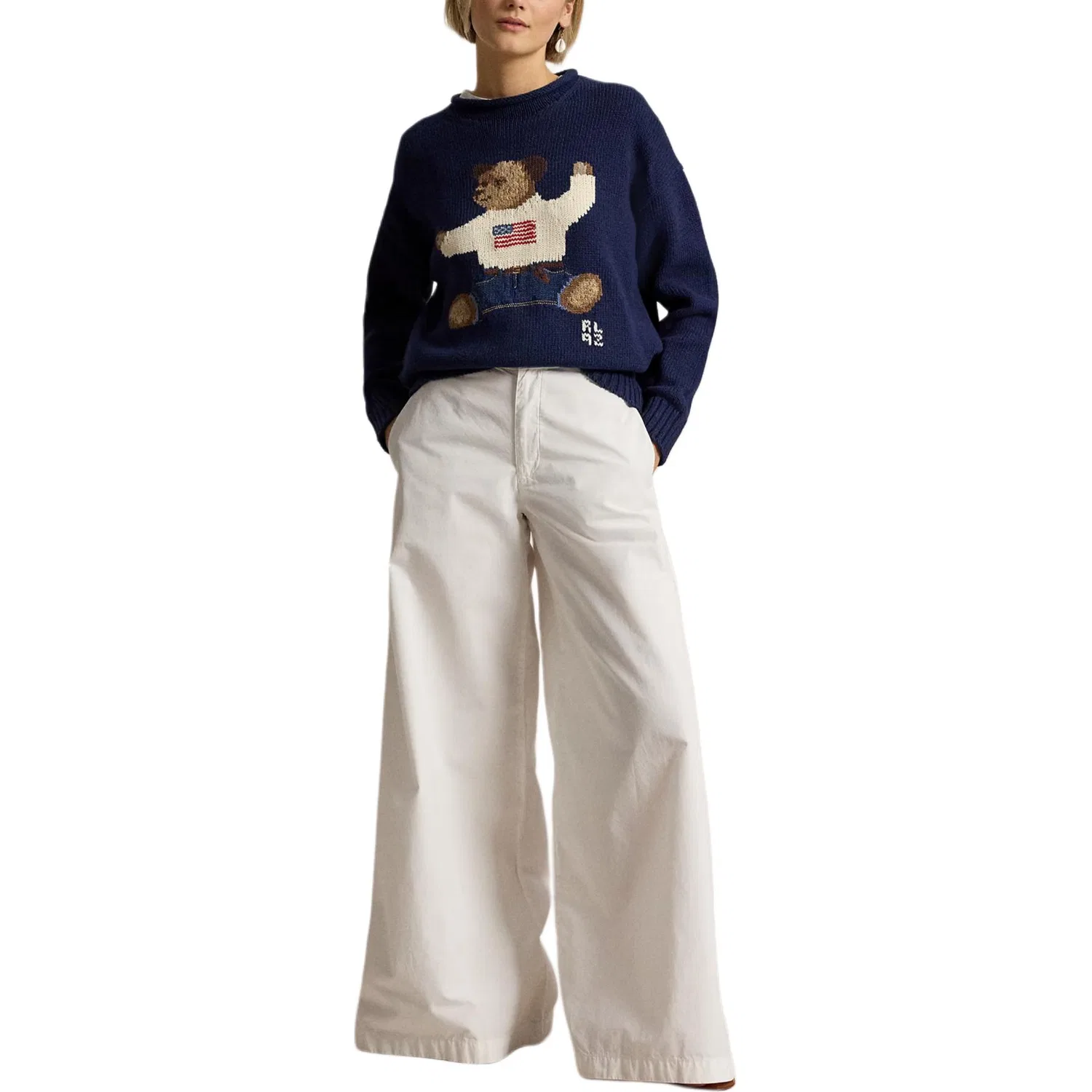 Женский свитер свободного кроя с принтом Polo Bear Polo Ralph Lauren, Marine Blue — фото 3