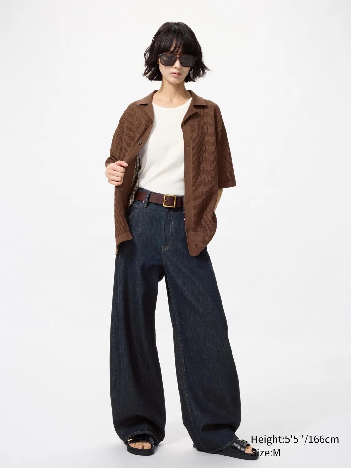 Рубашка вязаная Uniqlo, короткий рукав, стираемая, кремовый — фото 3