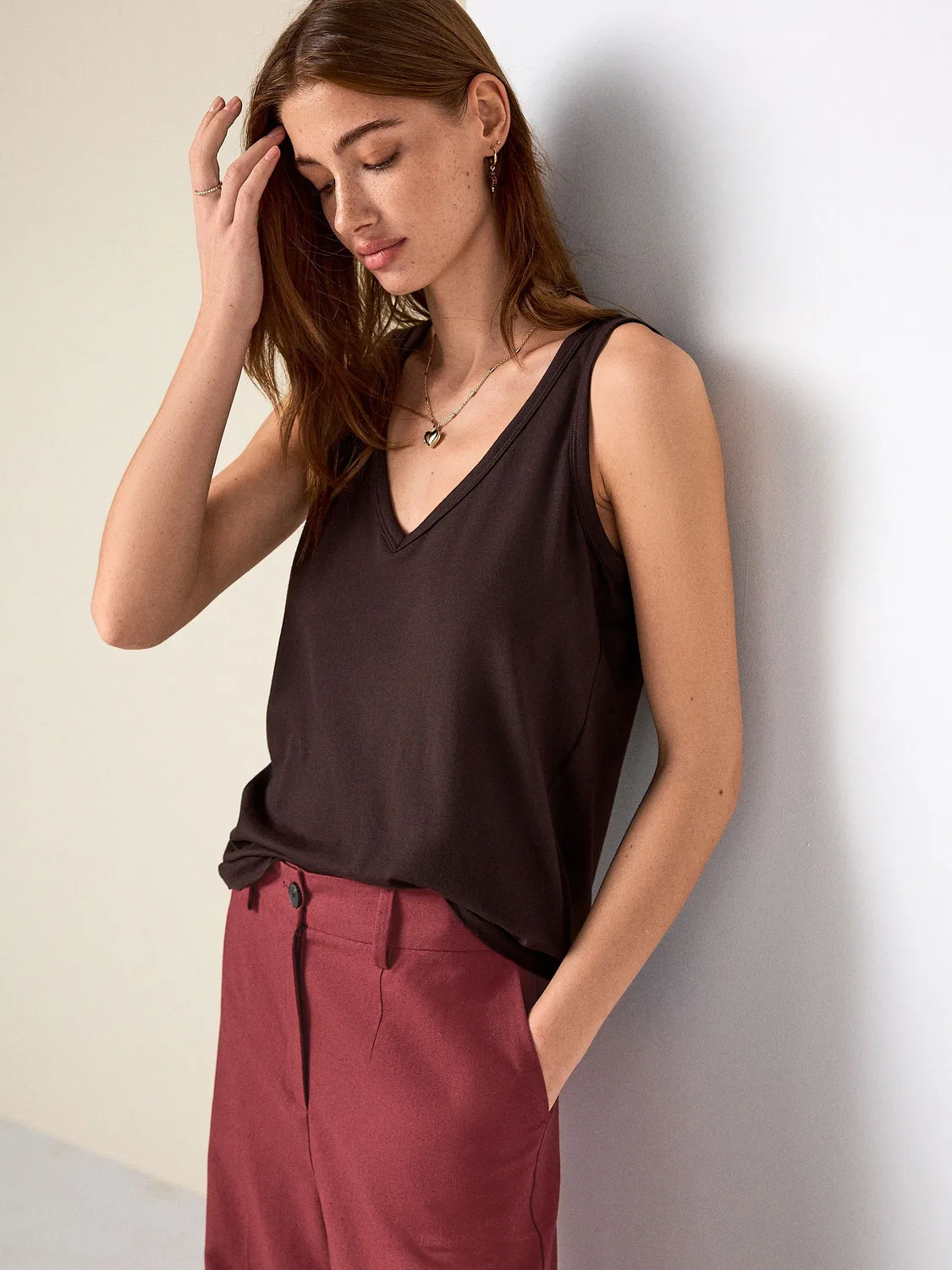 Жилет свободного кроя Slouch Vest Next, шоколадный