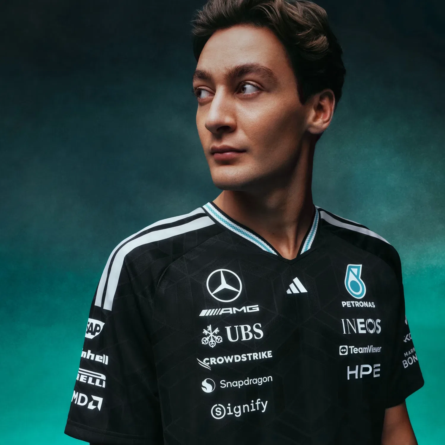 Мужское джерси с технологией Climacool Mercedes - AMG Petronas Formula 1 Team Driver Authentic Adidas Performance, черный