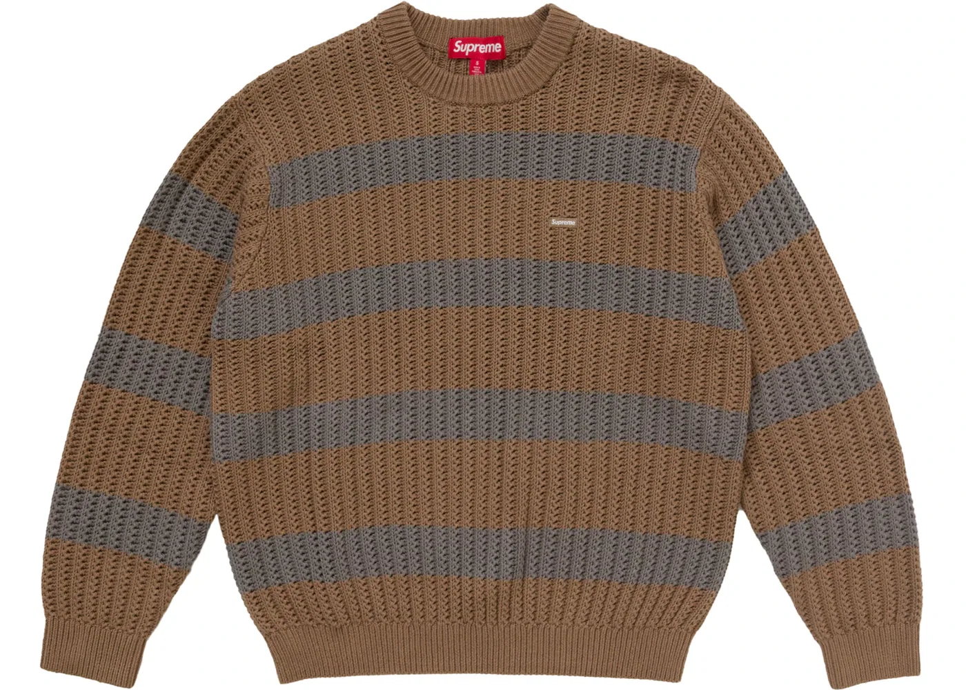 Мужской свитер в полоску Supreme Loose Gauge Stripe Small Box Sweater, Khaki