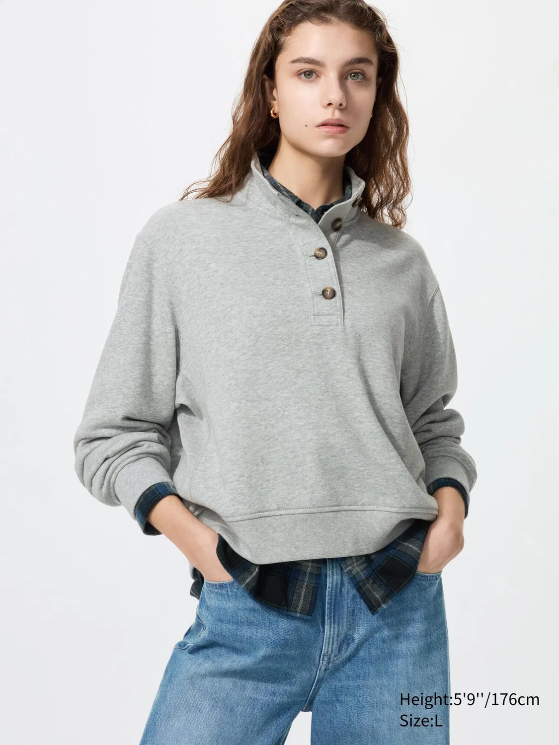 Толстовка Uniqlo, базовая толстовка на пуговицах, серый