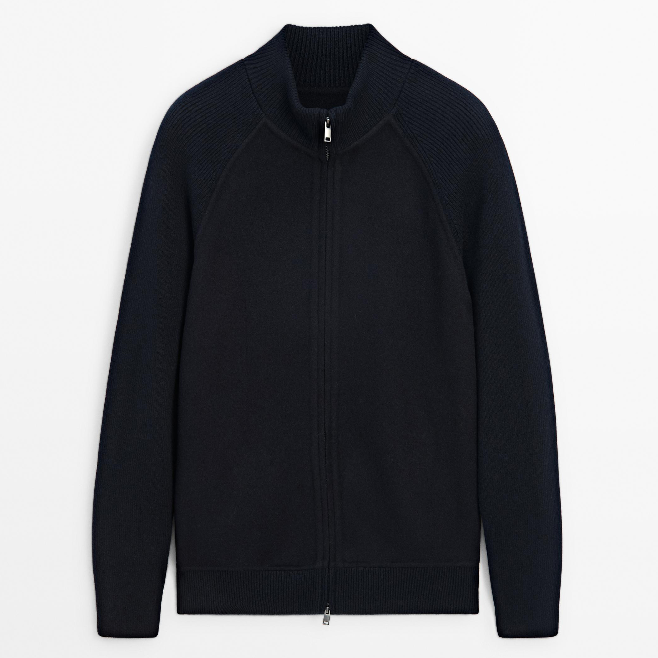 

Двусторонний кардиган с отделкой на плечах Massimo Dutti, синий