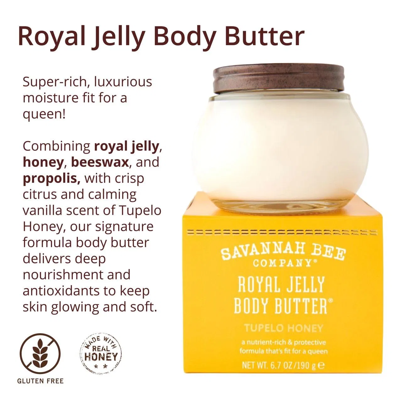 Баттер для тела Tupelo Honey Royal Jelly, Savannah Bee Company, 190 г — фото 4