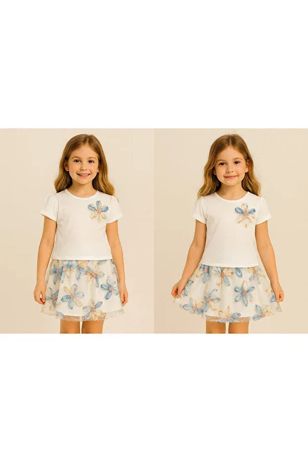 Детский комплект футболки и юбки с цветочным принтом Basics Gmg Baby, Multicolor