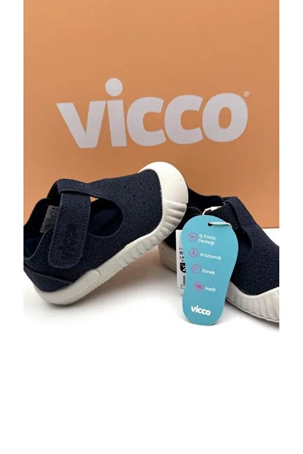 Детские ортопедические туфли на липучке Vicco, Navy Blue — фото 4