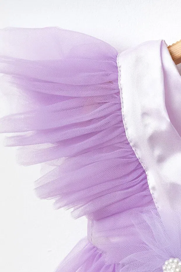 Детское платье для девочек с длинным подолом Petite Ponpon Baby, Purple — фото 4