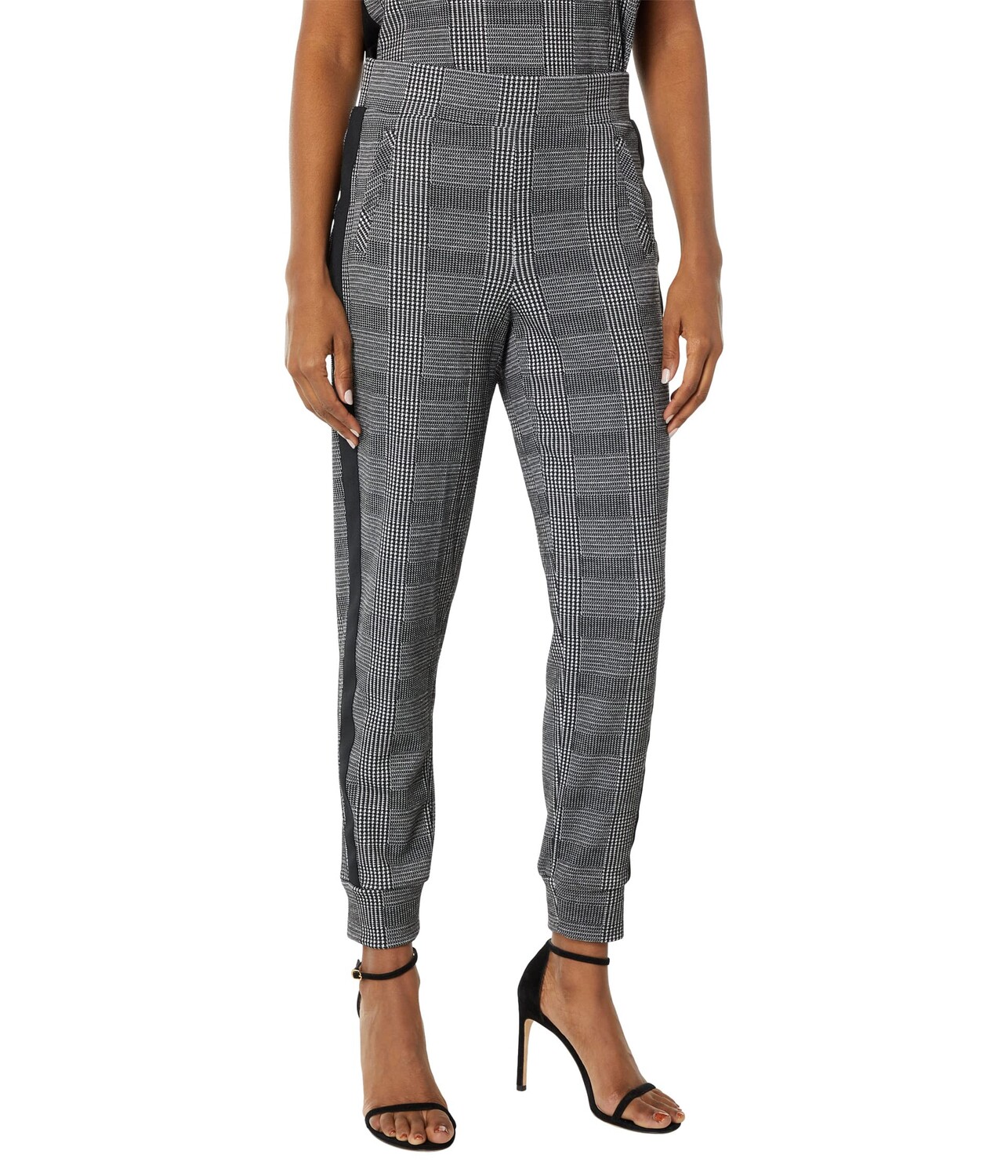 

Джогггеры Anne Klein, Side Stripe Pull-On Plaid Joggers, Серый, Джогггеры Anne Klein, Side Stripe Pull-On Plaid Joggers