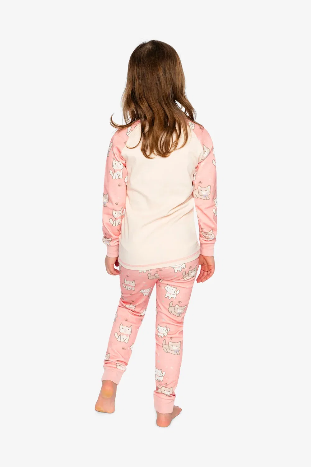 Детский комплект пижамы из органического хлопка с длинным рукавом Pink Cat Print Deux par Deux, Pink Cat Print — фото 4