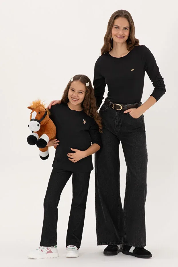 Детские свитшот для девочек с круглым вырезом U.S. Polo Assn., Black — фото 2