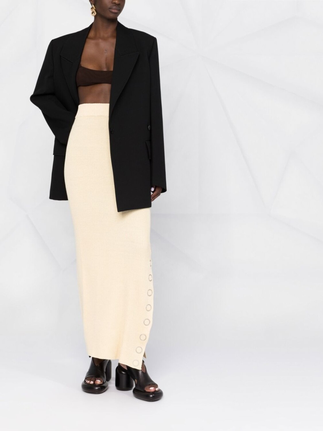 Jil Sander юбка макси в рубчик, нейтральный цвет — фото 2