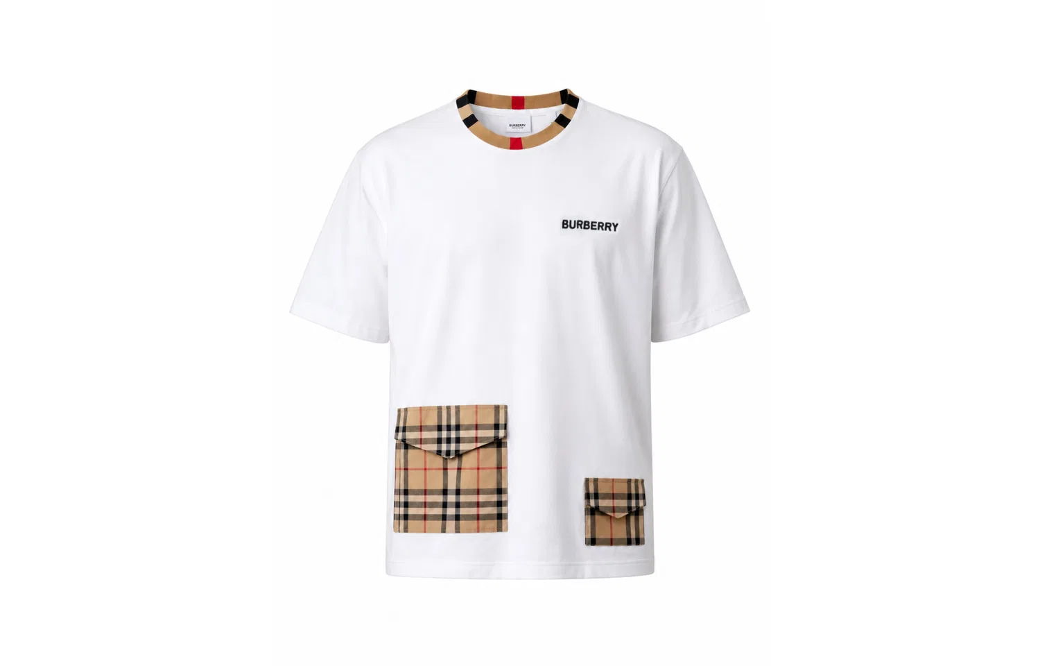 Мужская футболка с принтом Vintage Double Plaid-White Burberry, Vintage Double Plaid White