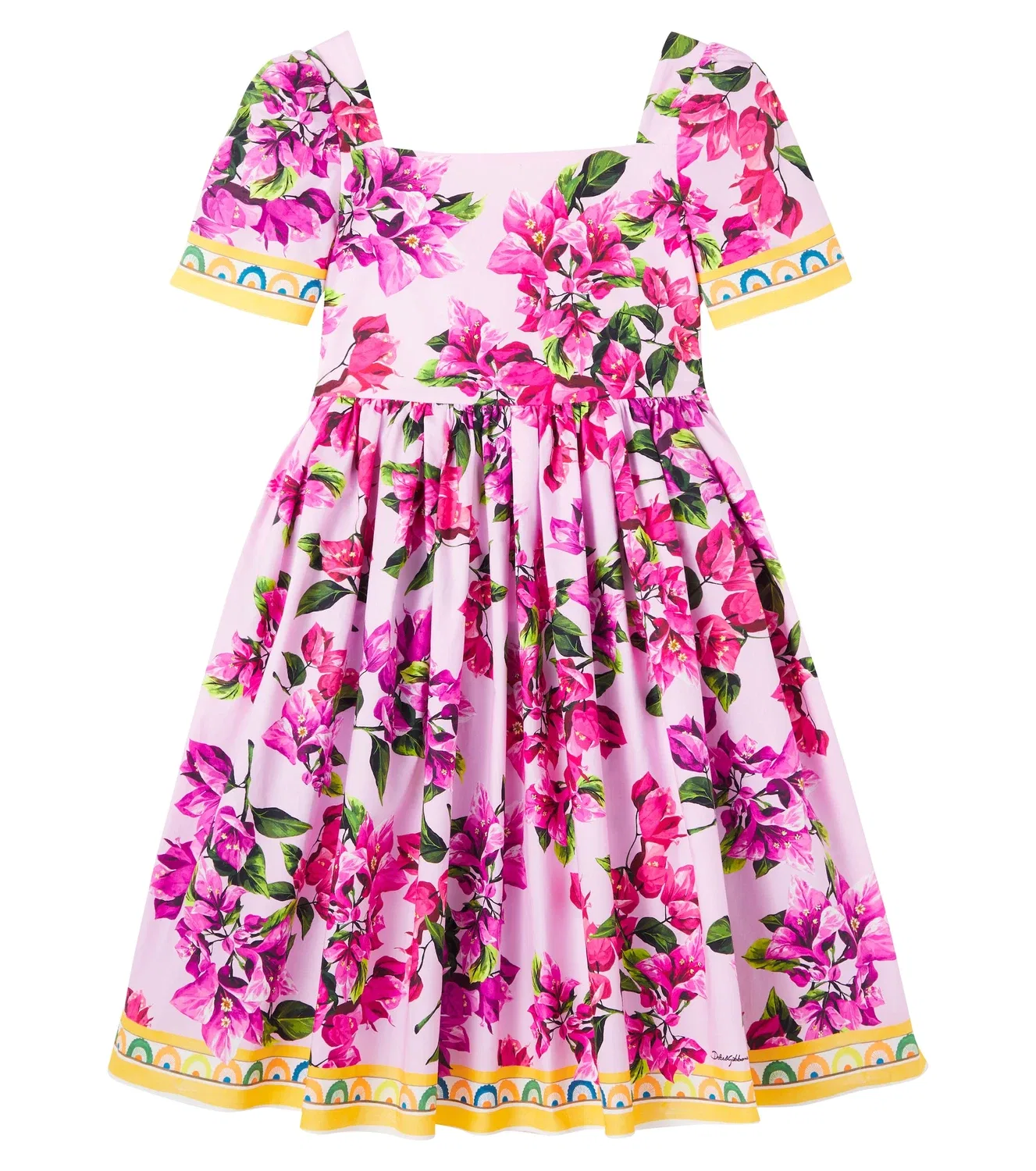 Платье хлопковое с цветочным рисунком Taormina Dolce&Gabbana Kids, розовый