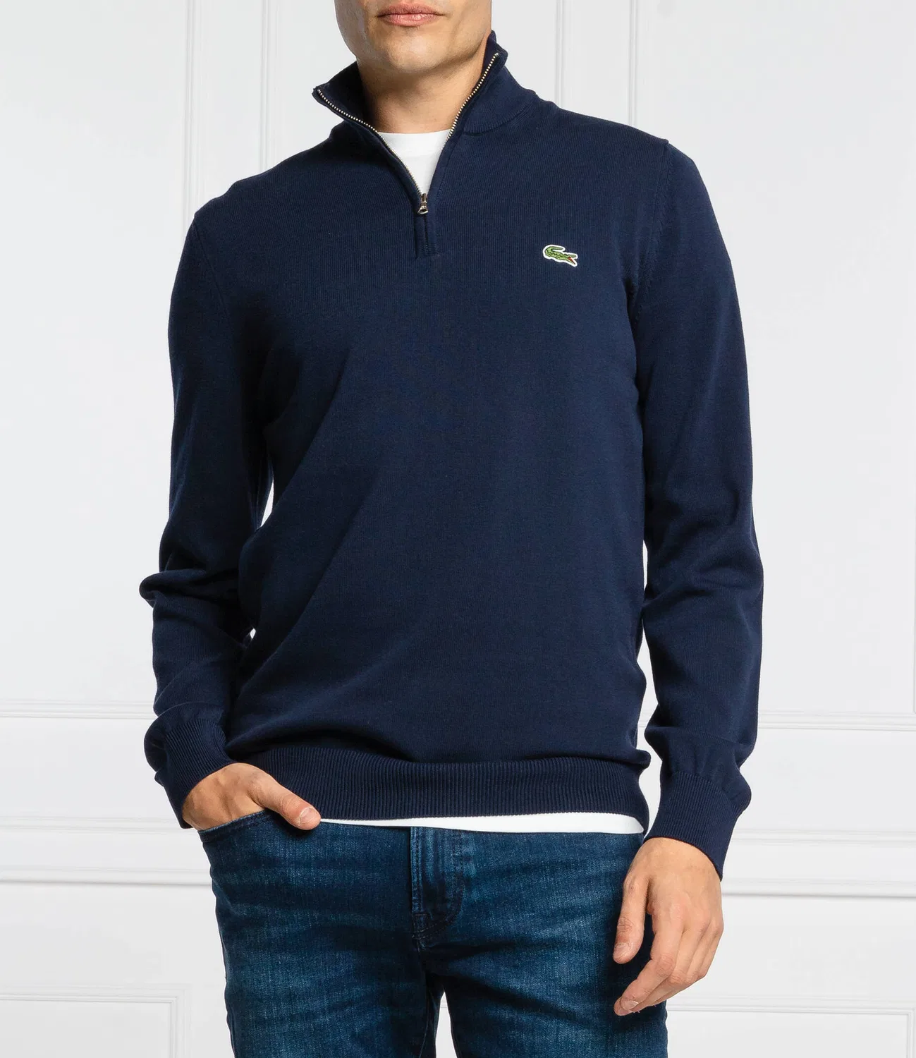 Свитер с молнией Lacoste, темно-синий — фото 3