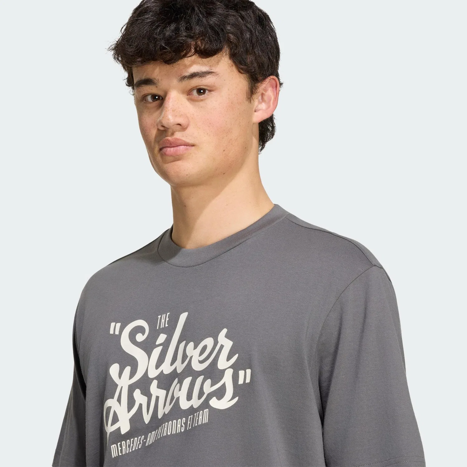 Футболка хлопковая Mercedes-AMG Petronas Formula 1 Team Silver Arrows T-Shirt 03 Adidas, Grau Weiss — фото 4