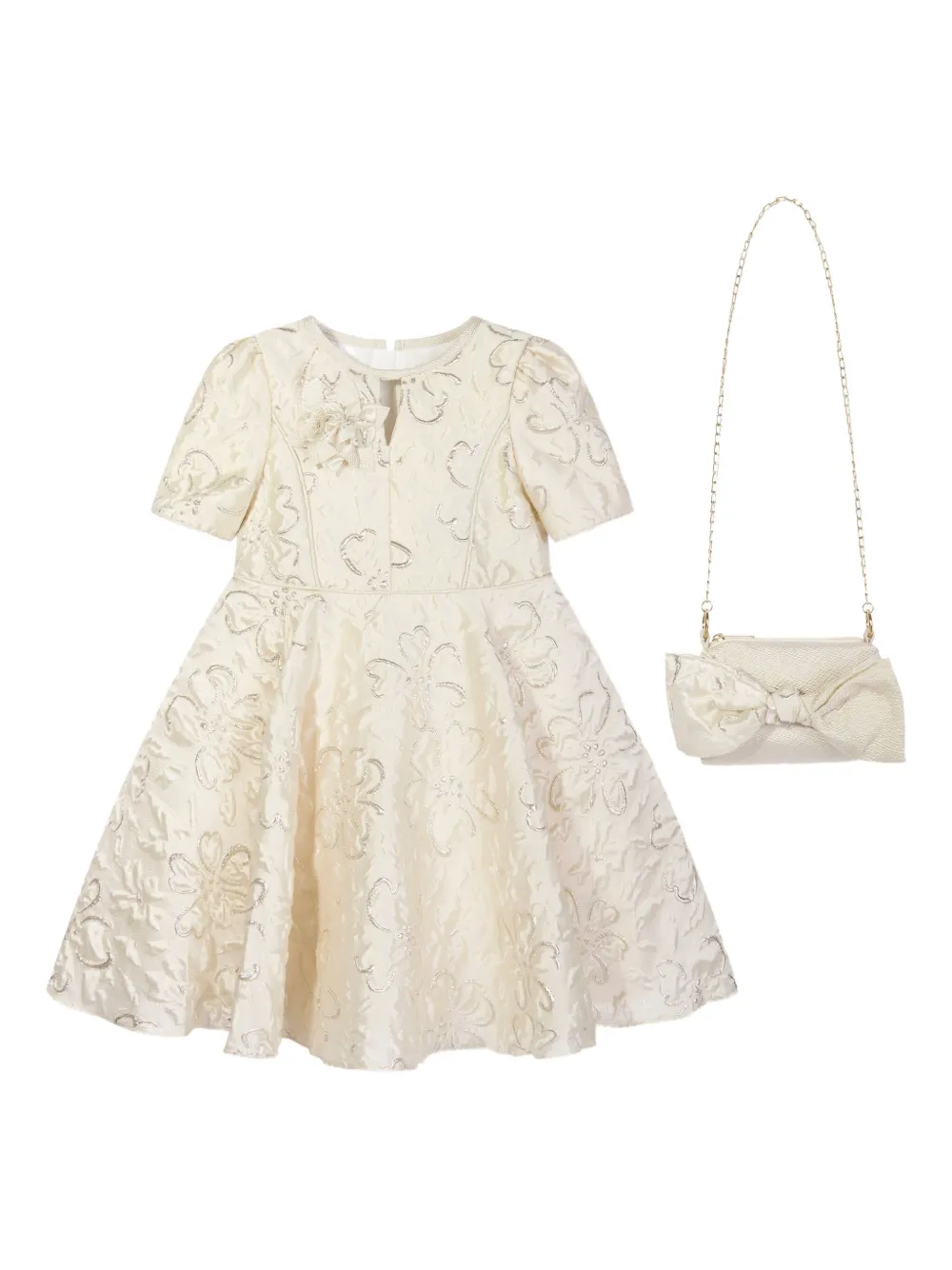 

Платье на шнуровке с цветочным жаккардом Dress & Fleur, нейтральный