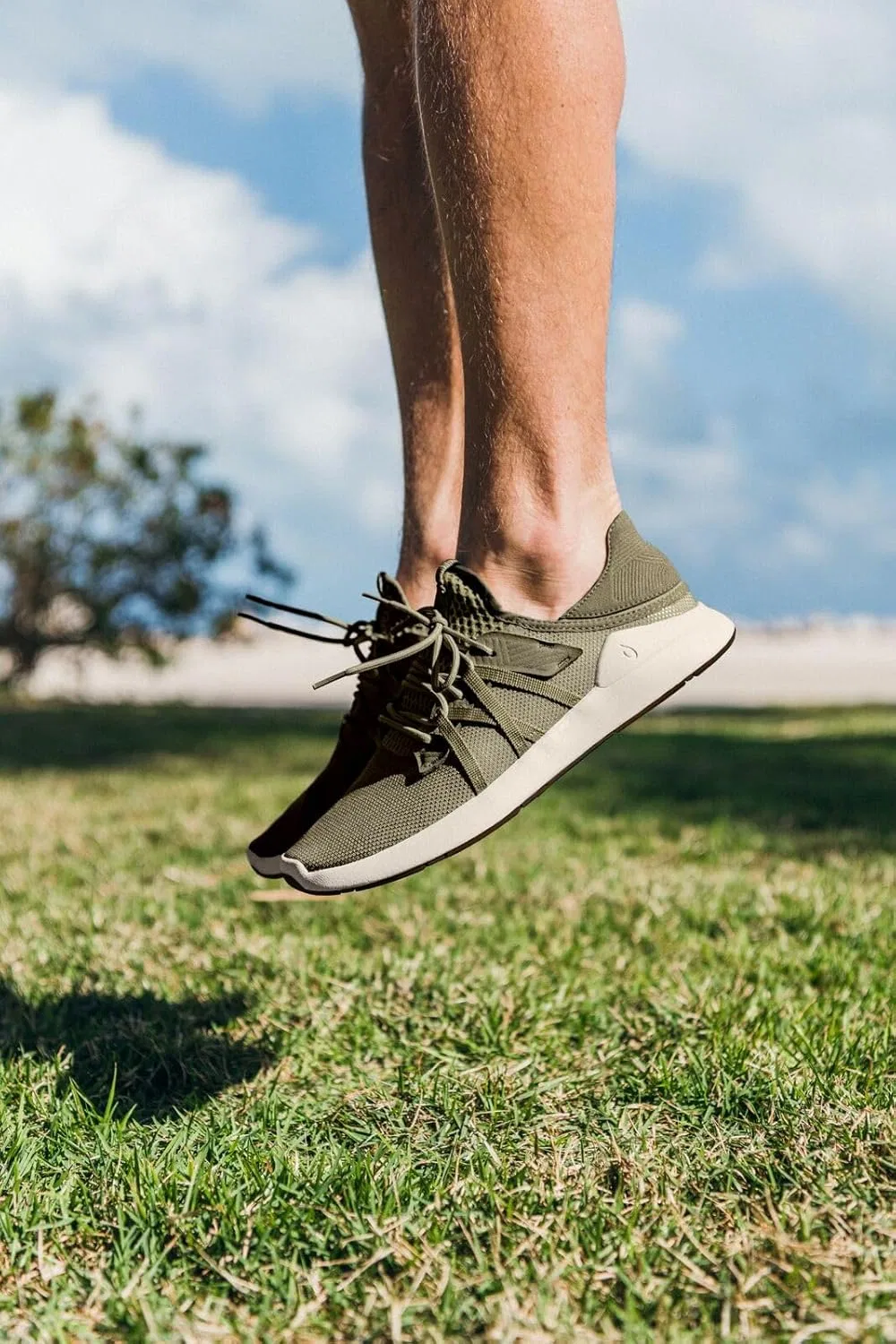 Мужские легкие, дышащие, сетчатые кроссовки OLUKAI Holo Athleisure на низком каблуке с откидной подошвой, обеспечивающие комфорт и поддержку в течение всего дня, Hunter Off White — фото 2