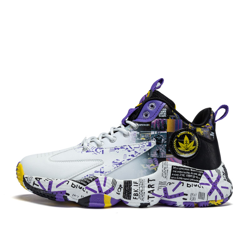 

Black-tailed deer Амортизирующие баскетбольные кроссовки Black Tailed Deer с противоскользящими и износостойкими свойствами, мид-топ, унисекс, бело-фиолетовые, цвет White Purple