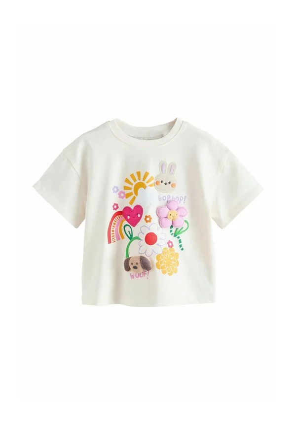 Футболка с коротким рукавом и принтом, стандартного кроя Next, Ecru White Padded Bunny
