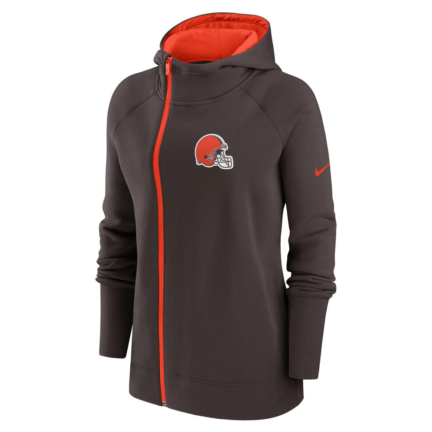 Женская худи с асимметричной молнией во всю длину реглан Nike Brown Cleveland Browns Nike — фото 2