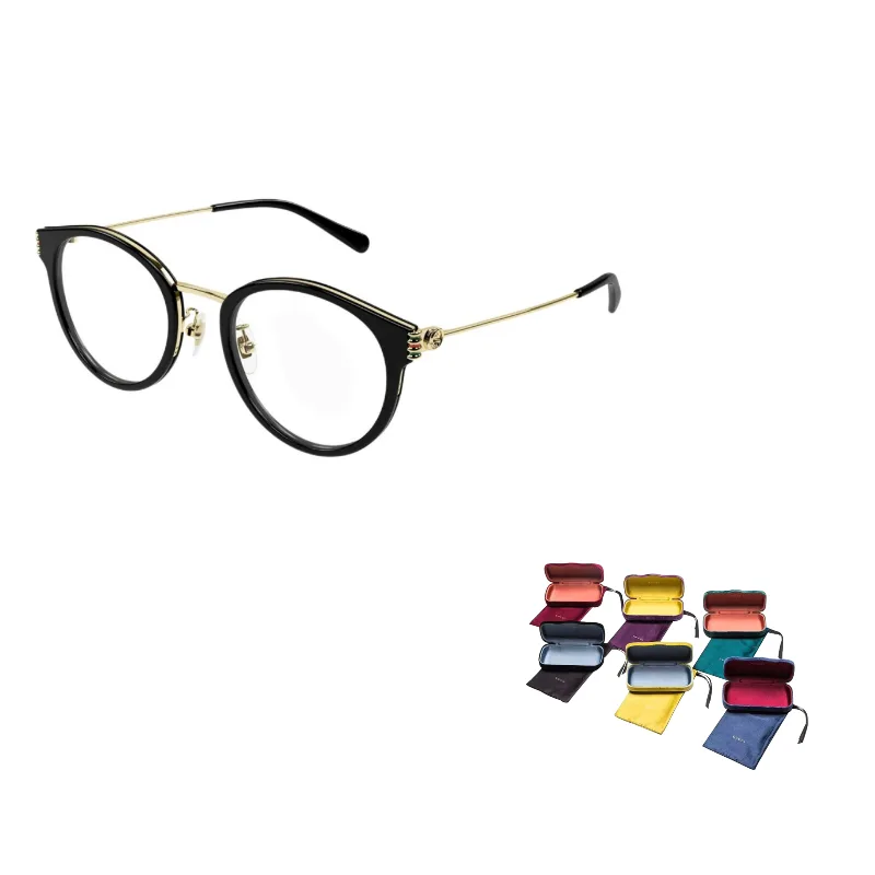 Очки с круглой оправой GUCCI, 001 (Black Frame with Transparent Lens)