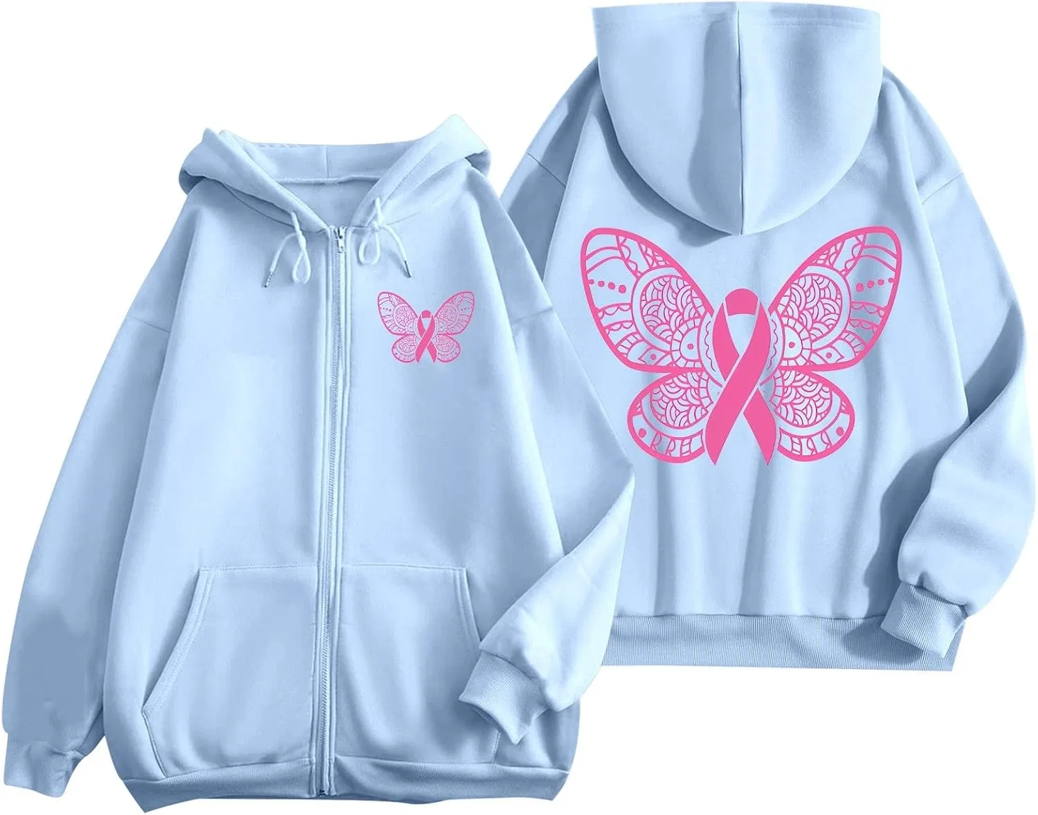 Толстовка с капюшоном и карманом, женская, Sky Blue 3