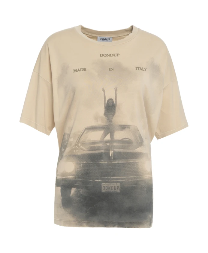

Бежевая футболка с крупным рисунком. Dondup, бежевый