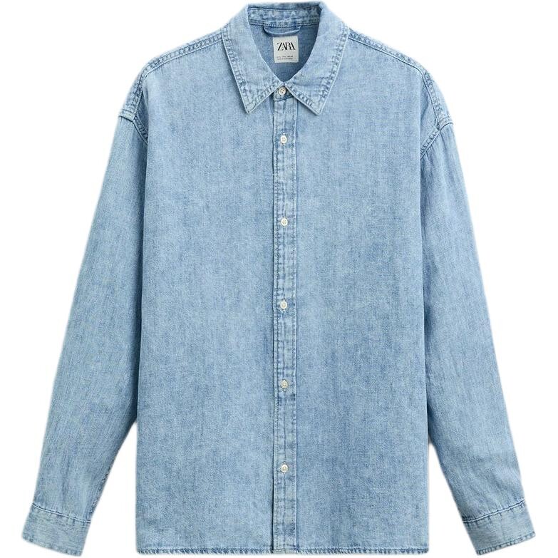 

Рубашка мужская средне-синяя Zara, синий