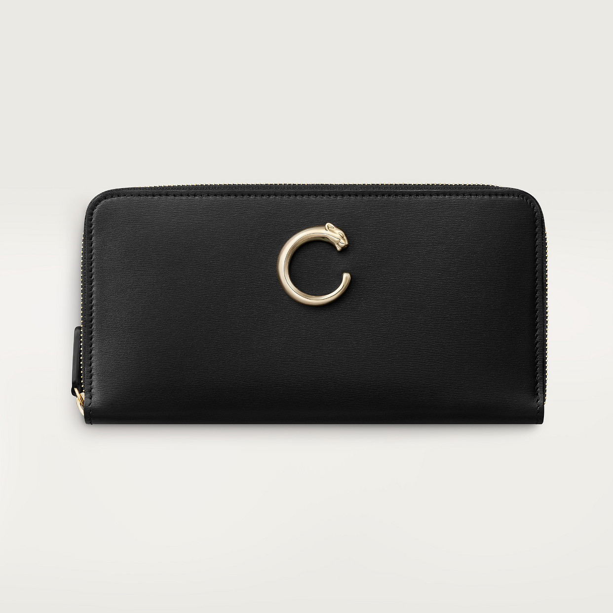 

Кошелек Cartier Portefeuille international zippé, Panthère C de Cartier, черная телячья кожа