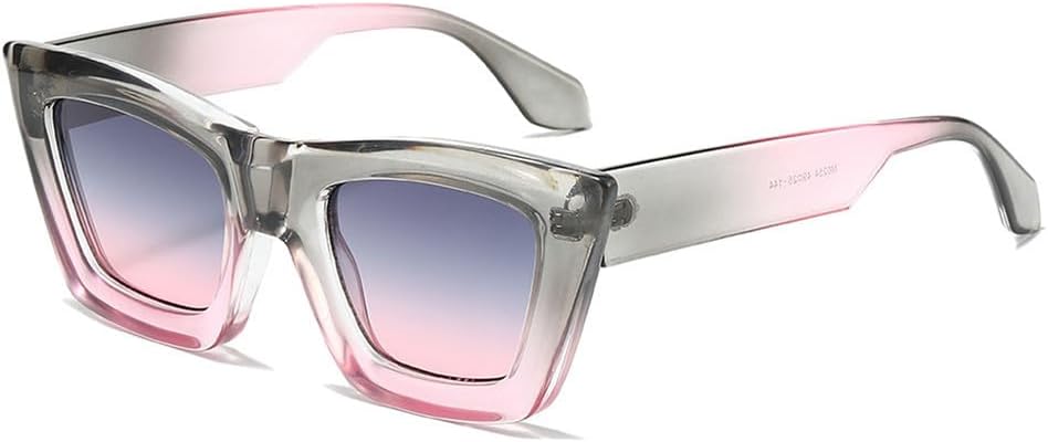 

Солнцезащитные очки «Кошачий глаз» с двойной заклепкой в ​​стиле панк, с защитой от УФ-излучения UV400, прозрачные линзы, для женщин и мужчин, для занятий спортом на открытом воздухе и путешествий UYPTK, Gray Pink