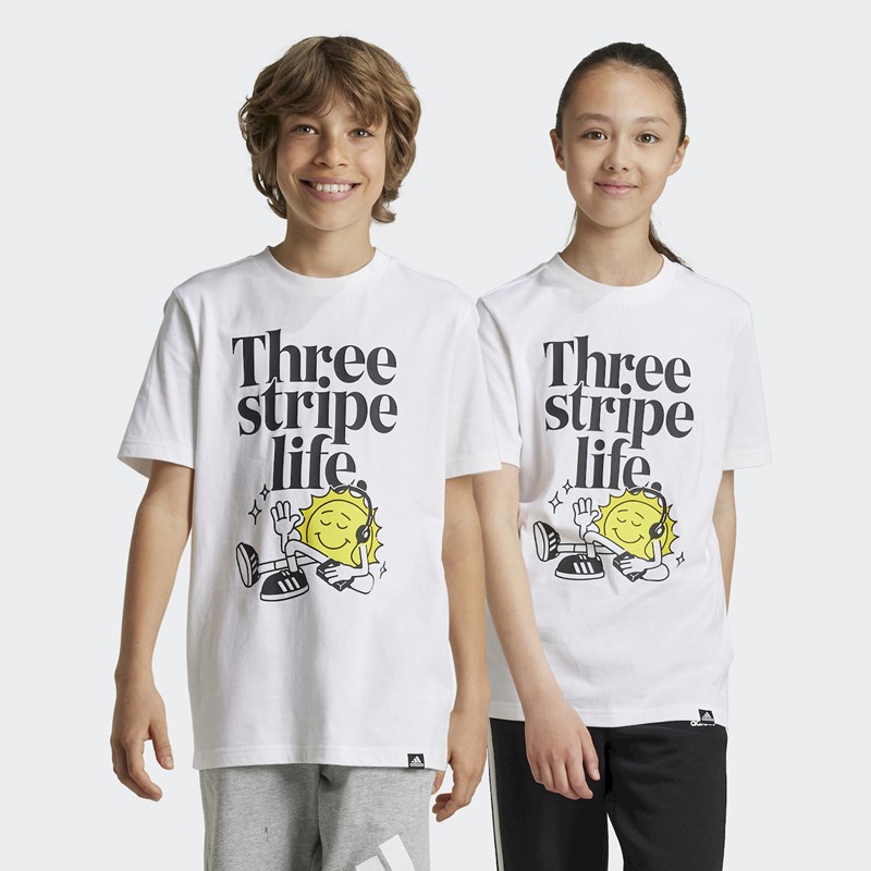 

Детская футболка с рисунком таблицы позитива Adidas, белый