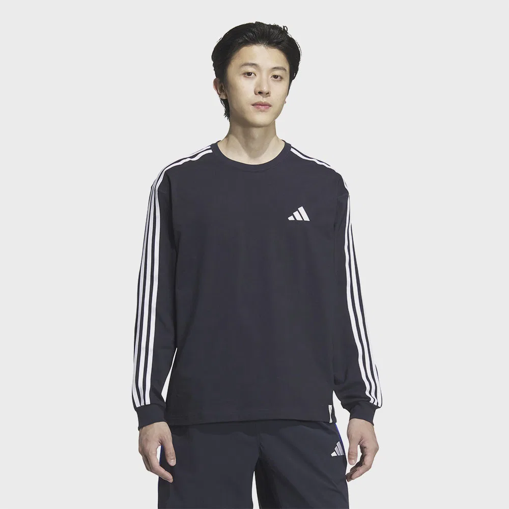 Мужская свободная футболка с длинным рукавом Essential+ 3S тёмно-синяя от Adidas