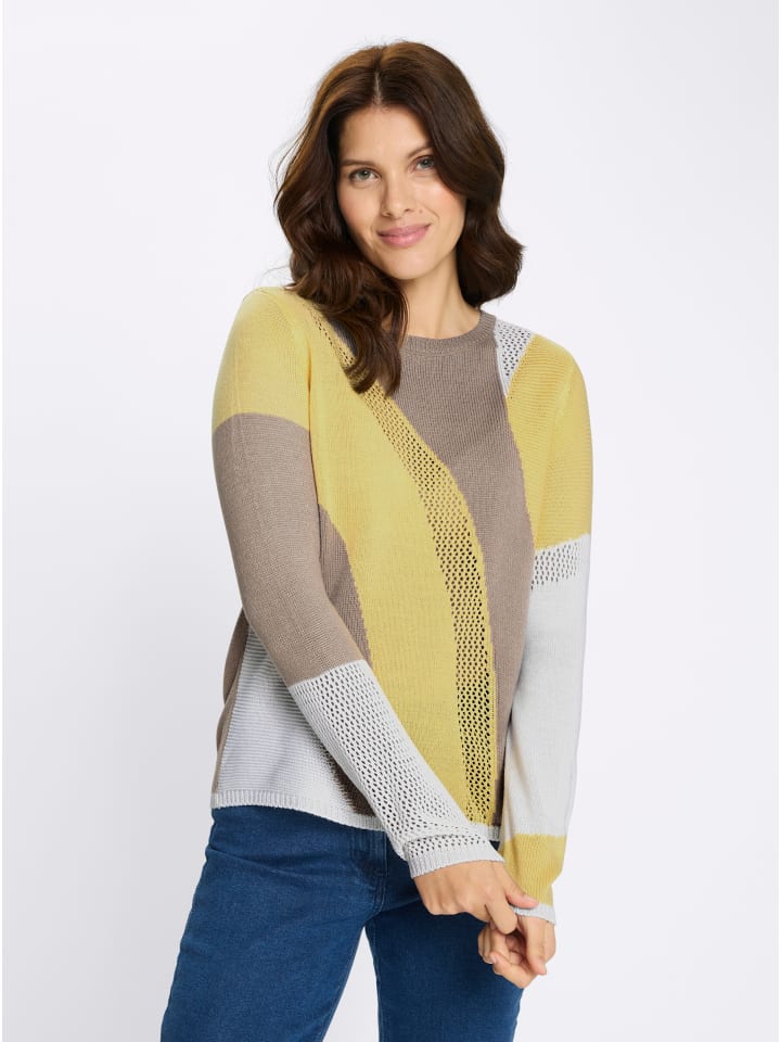 

Sieh an! Ажурный свитер с узором в бело-лимонных тонах