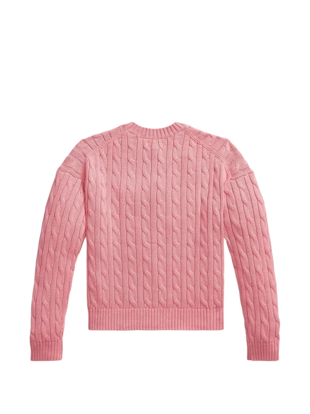 Свитер крупной вязки с V-образным вырезом Polo Ralph Lauren Kids, розовый — фото 2