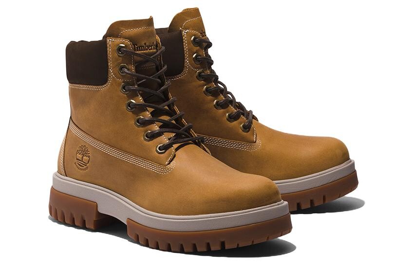 Мужские уличные ботинки Timberland высокие с логотипом, коричневый — фото 2
