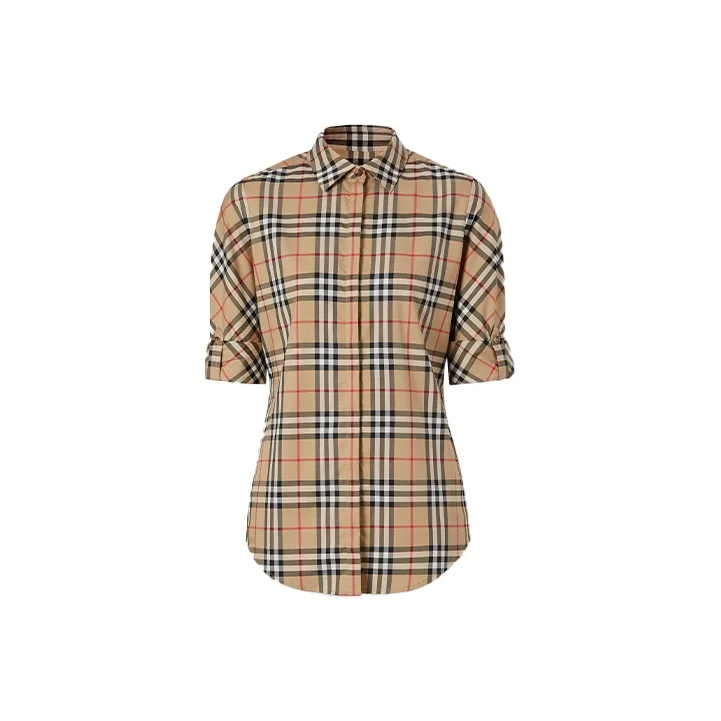 Рубашка Burberry, винтажная, клетчатая, бежевый