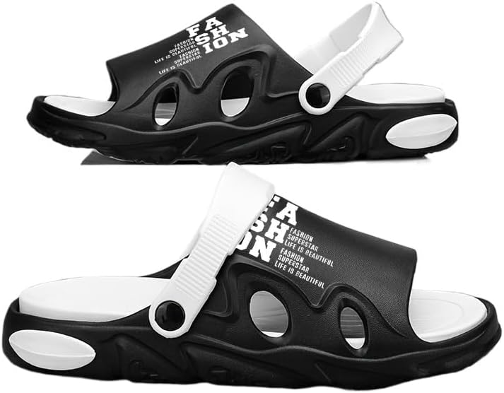 

Мужские стильные шлепанцы с открытым носком и цветными блоками, дышащие, с массивной подошвой, удобные, нескользящие, повседневные, прочные EVA-сандалии, мужские сабо Hhhchpm, белый/черный