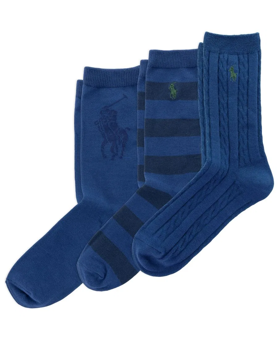 Комплект носков с принтом, Candyshop Socks Polo Ralph Lauren, Bright Blue