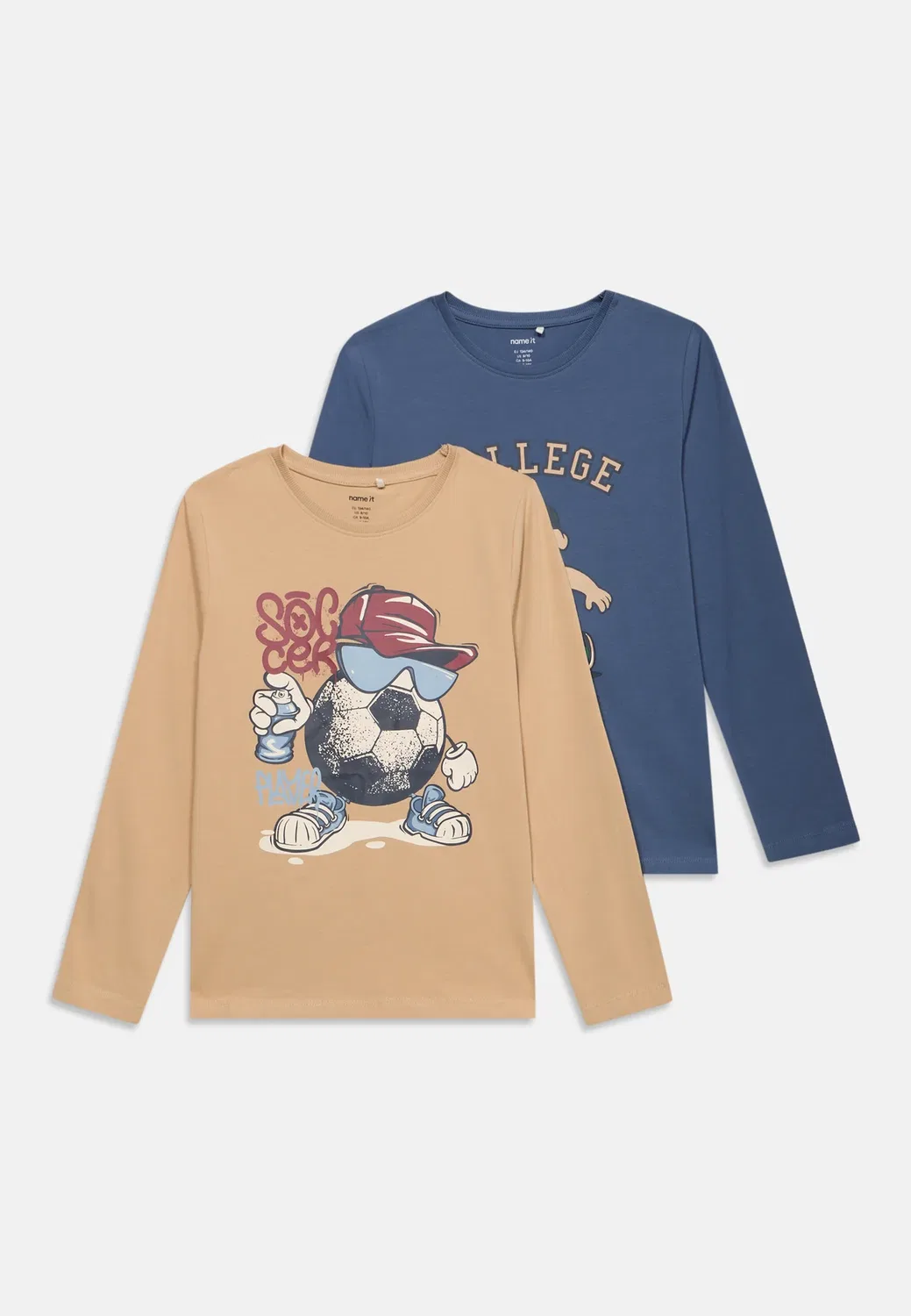 Nkmvux 2 pack - футболка с длинными рукавами Name It, Sesame/Vintage Indigo