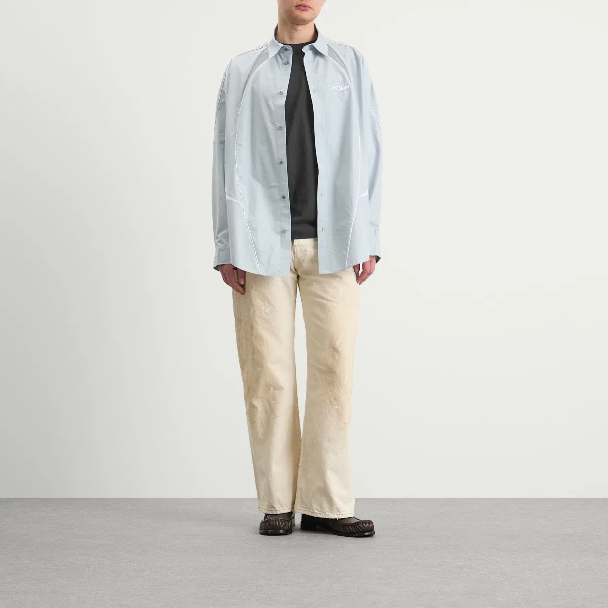 Спортивная рубашка с контрастной отделкой Acne Studios, Cold Grey — фото 4