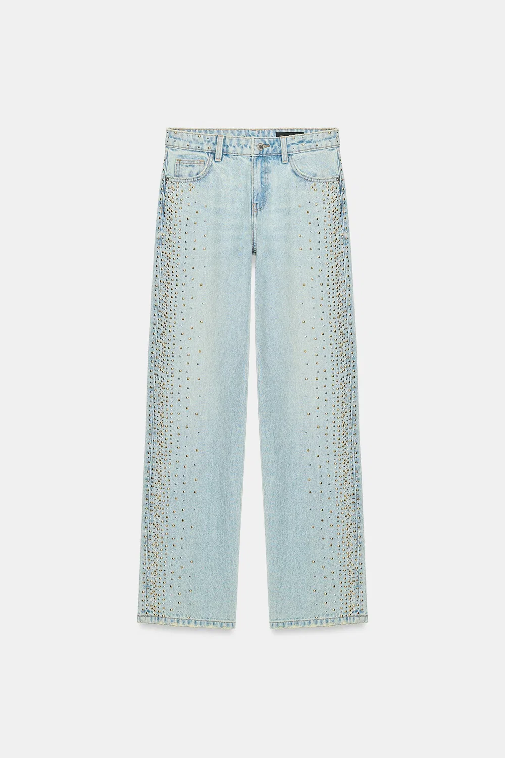 Джинсы прямого кроя средней посадки с заклепками Z1975 ZARA, Light blue — фото 4