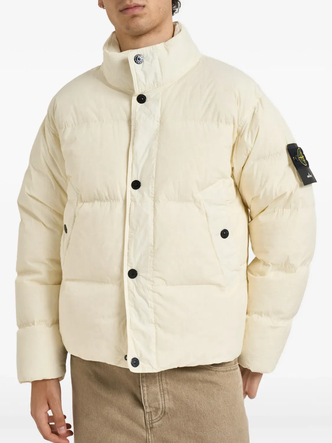 Пуховик нейтрального цвета Stone Island, нейтральные
