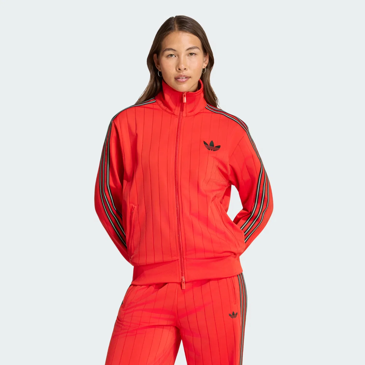 Женская спортивная куртка в тонкую полоску Pinstripe Firebird Adidas Originals, ярко-красный/черный/белый