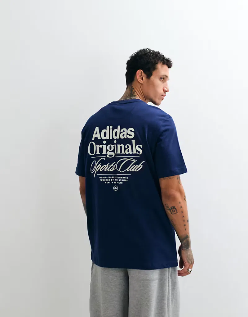 Футболка Adidas Originals с принтом спортивного клуба на спине, темно-синий — фото 4